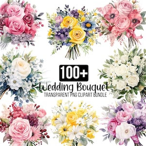 100+ Hochzeitsblumen Clipart Bundle, Aquarell Blumen Png, Blumensträuße Clipart, Aquarell Blumenstrauß, Hochzeit Element Digitale Datei