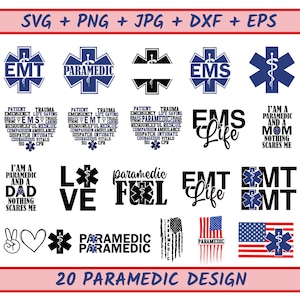 Paramedic Svg Designs, Funny Paramedic Clipart Files, Ambulance Emblem, Digital Medical Silhouette Svg, Star of Life