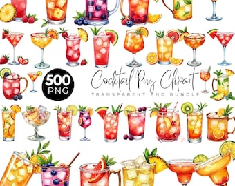Cocktail Clipart Bundle, Cocktail Png, Alcohol Illustrations, Non Alcoholic Drinks Png, Beers Clipart Bundle, Transparent Png
