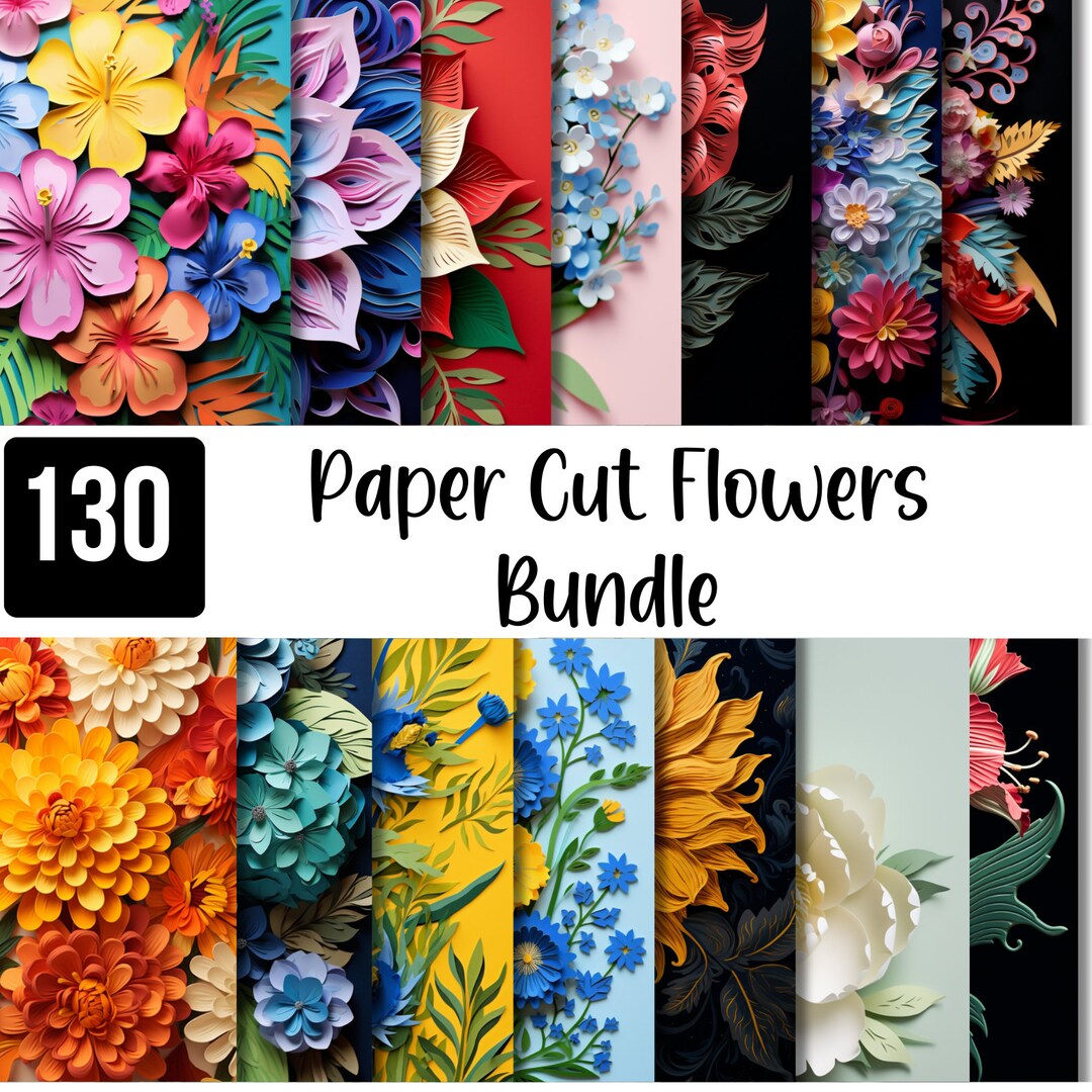 3D Floral Digital Paper PNG Bundle, Colorful Flower Digital Paper ...