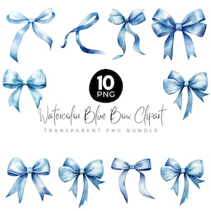Watercolor Pastel Blue Bows Clipart PNG, Blue Watercolor Bows Bundle, Bow frames clipart, Pastel Ribbon Bow, Silk Bow, Digital Download