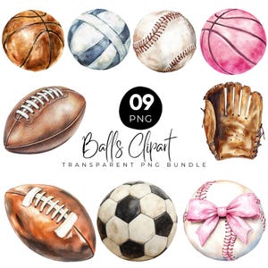 09 Sportball PNG-Bundle, American Football Ball, Basketball Png, Handschuh Png, Softball Baseball Png, Sportball Clipart, digitaler Download