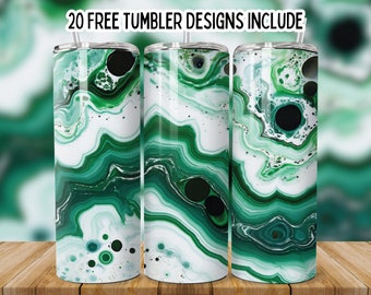 Green Agate Tumbler Wrap 20 oz Skinny Tumbler Sublimation Designs,Green Marble Seamless Wrap Png,Straight Tumbler Design, Tumbler Template