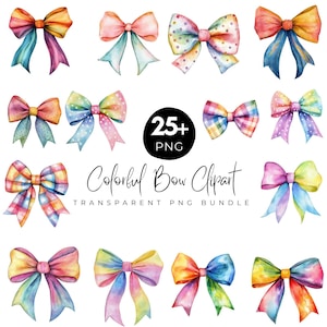25+ aquarel kleurrijke strikken clipart png bundel, coquette strik clipart, schattige kanten strik, zijden coquette strik ontwerpen, girly clipart, digitale bestanden