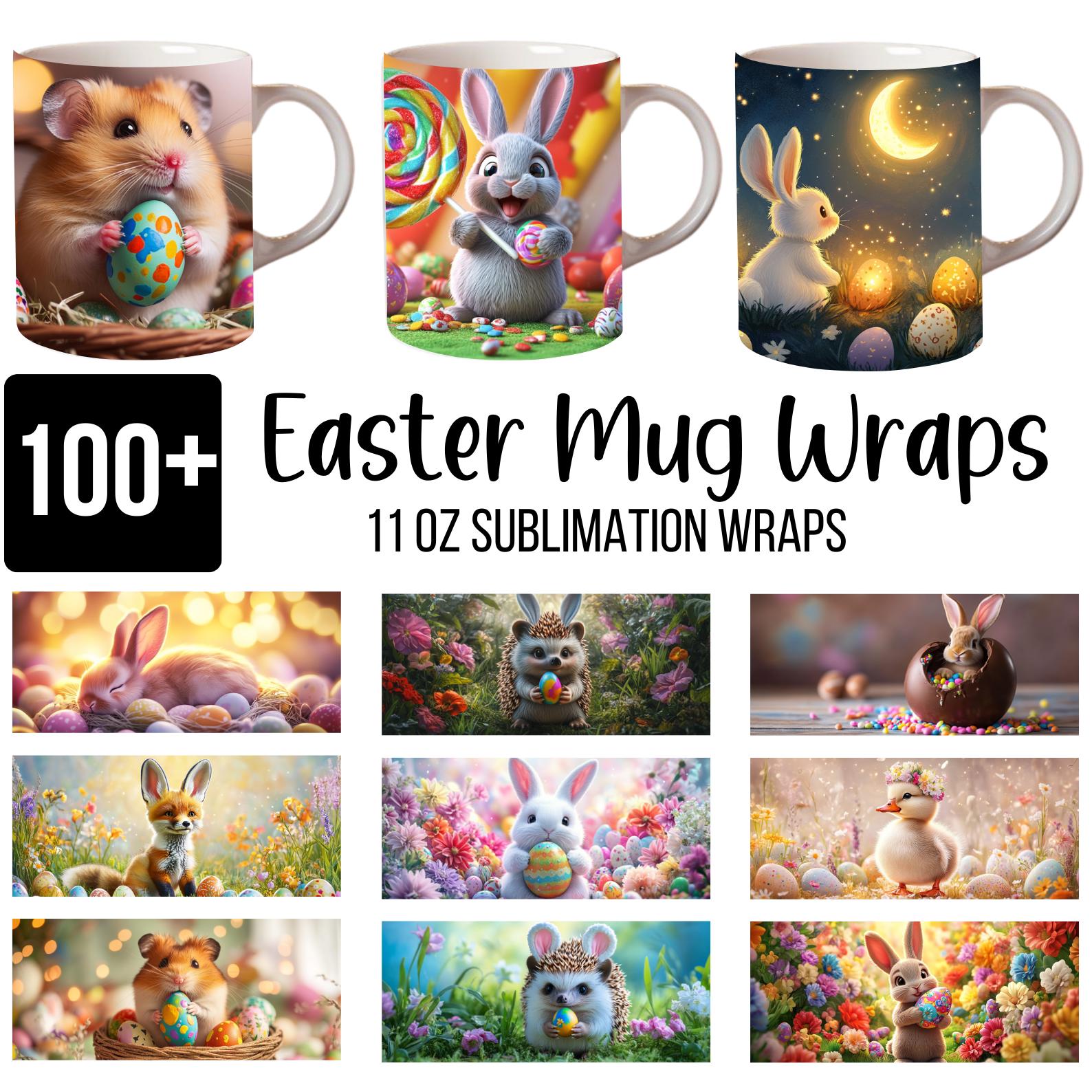 100+ Easter Mug Wraps PNG, Bunny and Spring Cat Designs, 11 Oz ...