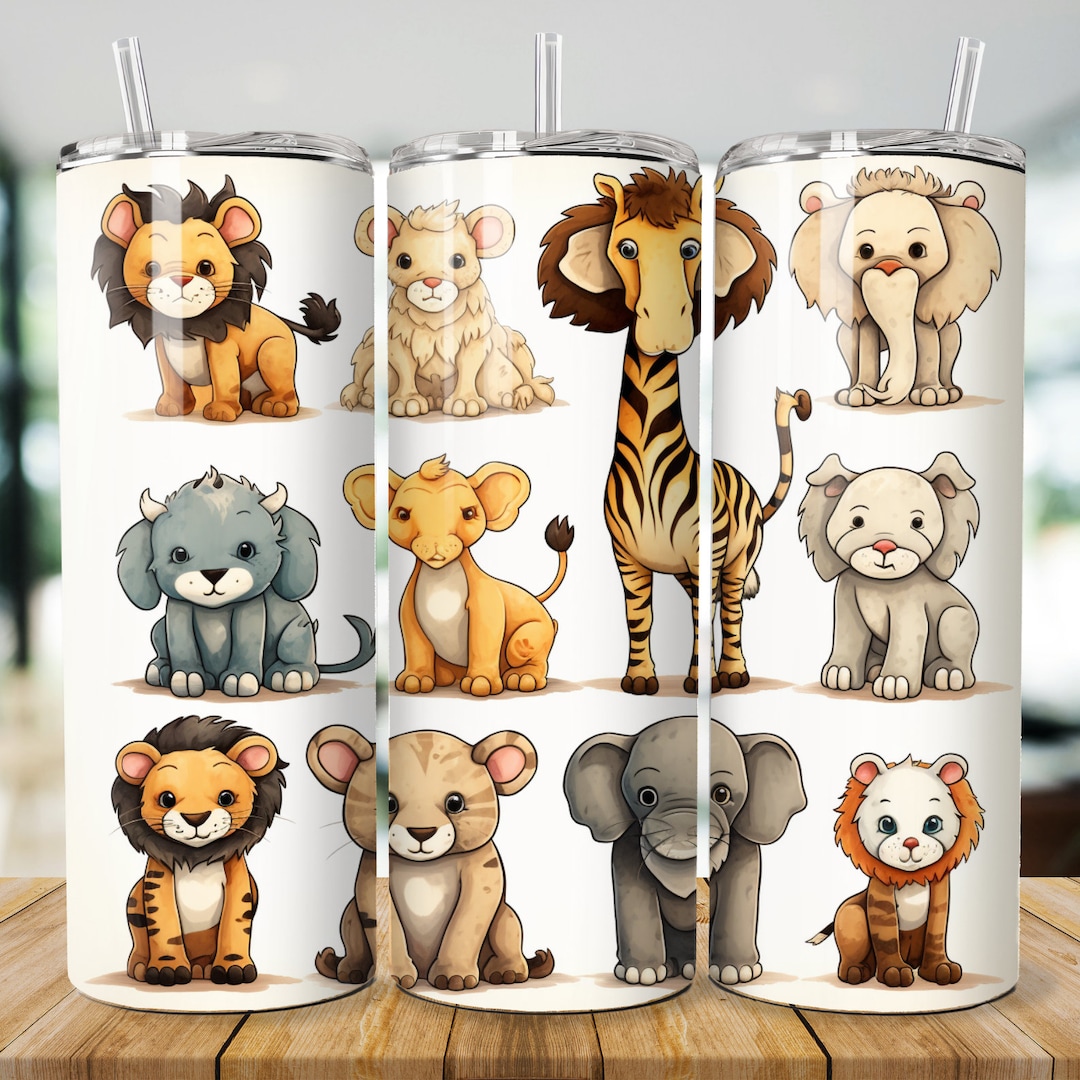 4er Set Trinkbecher Mit Namen - Dschungel Affe Motiv 400ml BPA Frei