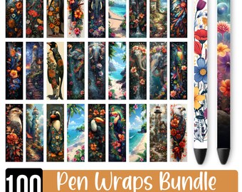 100 PNG Pen Wrap Bundle, Disegni per sublimazione Pen Wrap, Involucri per penne in resina epossidica, Disegni per penne con scorrimento ad acqua, Pen Wrap Png, Disegno per sublimazione a matita