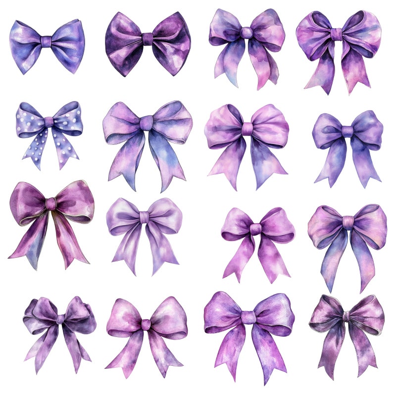 400 Watercolor Bows Clipart PNG Mega Bundle, Colorful Coquette Bow, Silk Coquette Bow Designs, Cute Lace Bow,Girly Clipart, Digital Download image 7