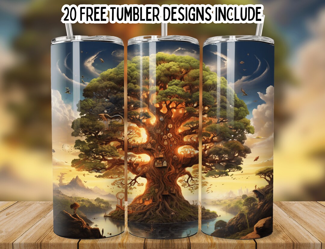 3D Fall Tree 20 Oz Skinny Tumbler PNG, Fall Tree Sublimation Wrap ...
