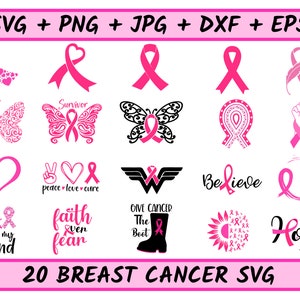 Pacote SVG de câncer de mama, png de câncer de mama, svg de conscientização sobre o câncer, svg de luta contra o câncer, svg de combate ao câncer, svg de fita, fita de conscientização rosa