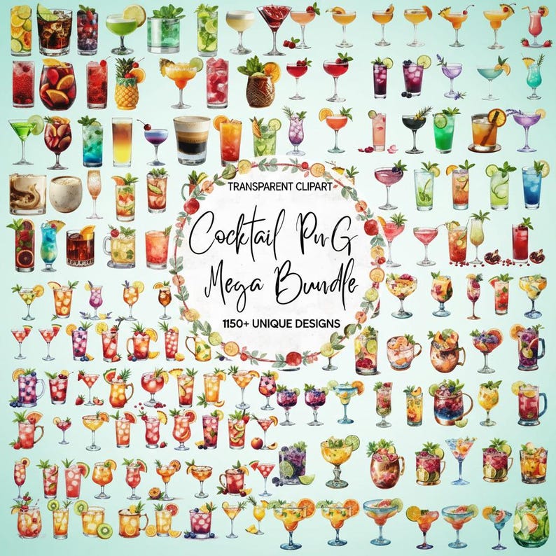 Cocktail Png Clipart Mega Bundle, Cocktail Png, Alcohol Illustrations, Non Alcoholic Drinks Png, Beers Clipart Bundle, Transparent Png image 1