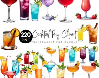 Cocktail Clipart Bundle, Cocktail Png, Alcohol Illustrations, Non Alcoholic Drinks Png, Beers Clipart Bundle, Transparent Png