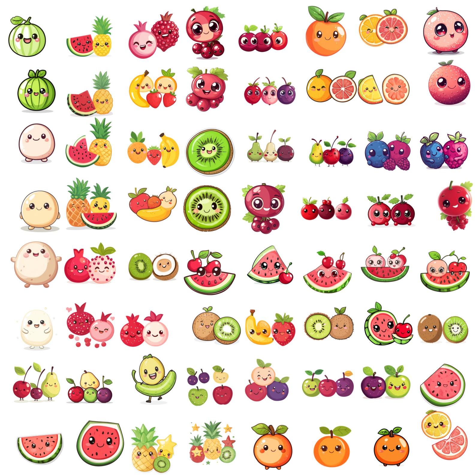 340 Fruits PNG Clipart Bundle, Fruit Clipart Set, Banana, Apple ...