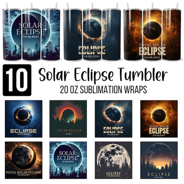 Sonnenfinsternis Tumbler Wrap Bundle, April 2024 Eclipse Tumbler Png, Sonnensystem Tumbler, 20oz 2024 Eclipse Tumbler Wrap, digitaler Download