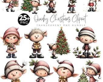 Whimsical Christmas Clipart, Cute Santa Claus & Reindeer Holiday Graphics, Funny Festive PNG Bundle, Digital Download, Transparent Png