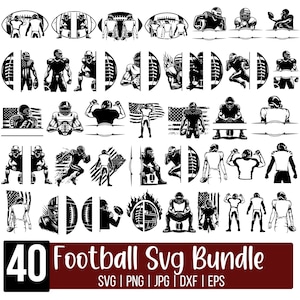 40 Football Player SVG Bundle, Football svg, Custom Football Name, Football Player, Football Shirt, Football Half Player, Football Clipart