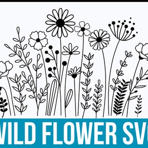 Wildblumen svg, Blumenskizze svg, Natur svg, Blumenstrauß SVG, Floral svg, Wildblumen svg, Blumenrahmen svg, Split-Monogramm svg
