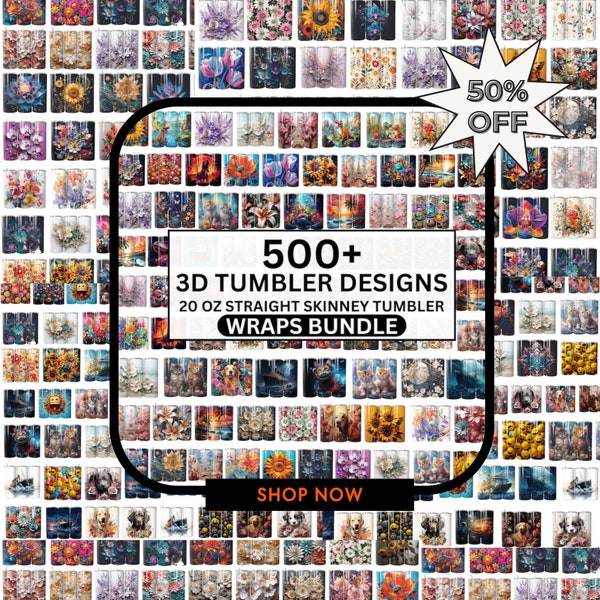 500+ Mega Tumbler Bundle, 20oz Skinny Flowers Tumbler Wrap, Titanic Tumbler Designs, Floral Seamless Tumbler PNG, Sublimation Tumbler Design