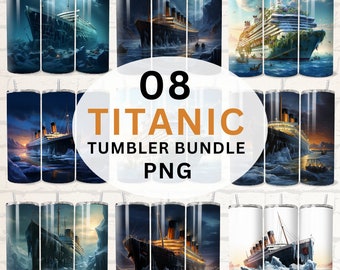3D Titanic 20 oz Sublimation Tumbler PNG, Titanic Straight Skinny Tumbler Bundle Titanic Ship, Titanic Iceberg Tumbler, Titanic Seamless PNG