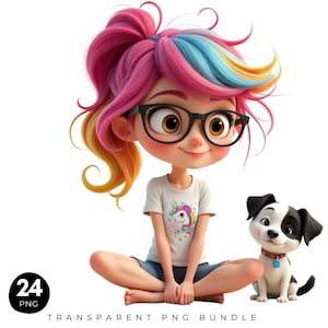 24 Quirky Girl Clipart, Cute Whimsical Girl Png Bundle, Quirky Lady Boss Girl, Cute Doll, High Quality Pngs, Instant Download