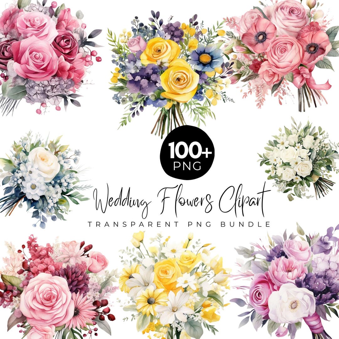 100+ Wedding Flowers Clipart Bundle, Watercolor Floral Png, Floral ...