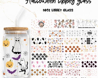 Halloween Libbey Glass Can Bundle, 16oz Glass Can Wrap, Spooky, Ghost Glass Wrap, Halloween Cup Wrap, Digital Download, Files for Cricut