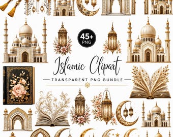 45+ Islamic Clipart Bundle, Mosque & Lantern PNG, Ramadan Eid Digital Art, Islamic Sublimation Design, Digital Download