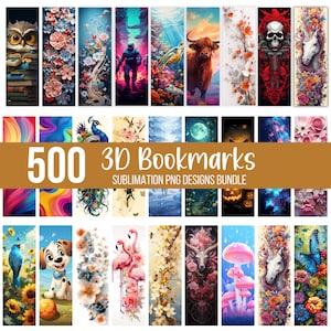 500 Bookmark Sublimation Bundle, 3D Flowers Bookmark, Cute Dog Bookmark, Bookmark Sublimation Designs, Cat Printable Bookmark, Nature Design