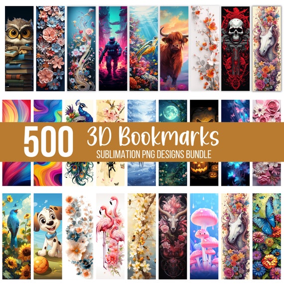 500 Bookmark Sublimation Bundle, 3D Flowers Bookmark, Cute Dog Bookmark, Bookmark Sublimation Designs, Cat Printable Bookmark, Nature Design
