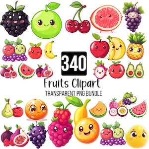 340 Fruits PNG Clipart Bundle, Fruit Clipart Set, Banana, Apple, Strawberry & More Png, Watercolor PNG, Digital Download