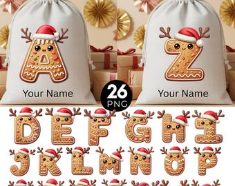 Christmas Bag Alphabet PNG, Letters Clipart, Kids Christmas Bag, Santa  Alphabet PNG, Personalized Name Bag Design, 26 Sublimation PNG