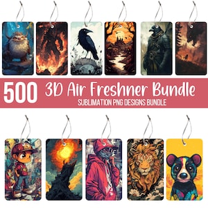 500 3D Cute Cat & Cartoon Air Freshner  Designs Bundle, Colorful and Stylish Air Freshner Designs, Unique T Shirt Png, Digital Download