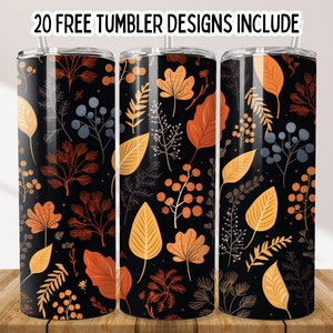 3D Fall Leaves 20oz Skinny Tumbler Wrap, Seamless Sublimation Design Digital Download PNG, Digital Download, Autumn Fall Leaves tumbler PNG