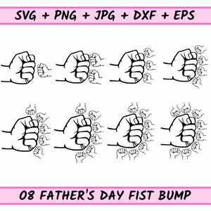 Personalized Father's Day Fist Bump Set, Family SVG, Baby Toddler Kid Dad Fist Bump SVG, Father's Day Design, Digital download Cut files