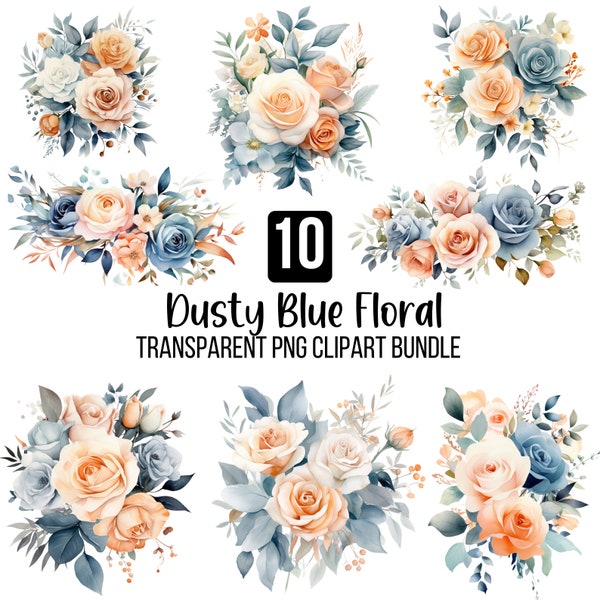 Pale Blue Flowers Watercolor Clipart Png, Light Blue hydrangea Wedding Clipart, Watercolor Flower Designs, Dusty Blue Flower Clipart