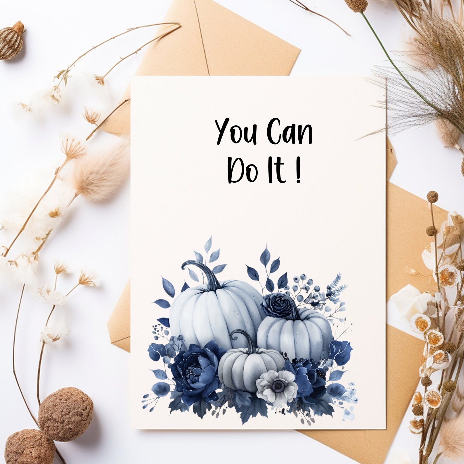 70 Watercolor Blue Fall Clipart Bundle, Floral Blue Pumpkin Png, Autumn ...
