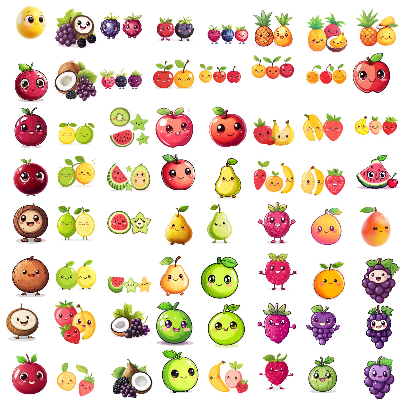 340 Fruits PNG Clipart Bundle, Fruit Clipart Set, Banana, Apple ...