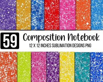 59 Seamless Composition Book Patterns, Back To School PNG,Composition Digital Paper,Composition Notebook PNG, Planner Designs, School Bundle