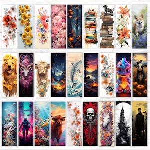 500 Bookmark Sublimation Bundle, 3D Flowers Bookmark, Cute Dog Bookmark, Bookmark Sublimation Designs, Cat Printable Bookmark image 2