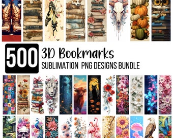 500 Bookmark Sublimation Bundle, 3D Flowers Bookmark, Cute Dog Bookmark, Bookmark Sublimation Designs, Cat Printable Bookmark