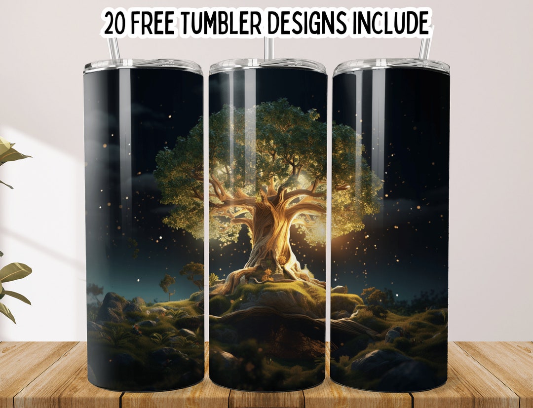 Fall Tree Sublimation Wrap, 3D Fall Tree 20 Oz Skinny Tumbler PNG ...