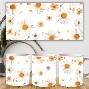 Wildflowers Mug sublimation designs, Watercolor Floral 15oz mug wraps png, Spring mug template designs, Flower Mug Sublimation Design
