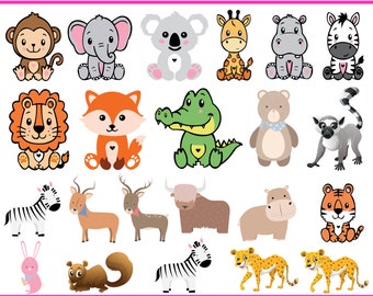 Animais de safári em camadas svg, Animal fofo da selva africana, Conjunto de animais da selva svg, Etiqueta de sala de aula escolar para crianças, Professor bebê_SD