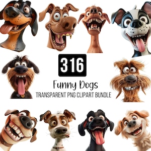 Funny Dog Clipart Bundle, Quirky Dogs Clipart, Cute And Silly Watercolor Dogs Png, Puppy Whimsy Graphics, T-shirt Designs, Digital Download