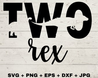 Two Rex Svg, 2nd Birthday Svg, T-Rex Shirt Design, Kids Svg, Second Birthday Cut Files, Kids, Silhouette, Cricut