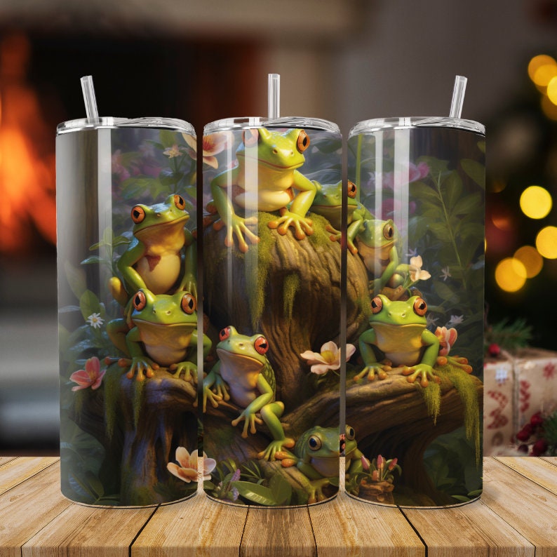 Frog Watercolor 20oz Skinny Tumbler Sublimation Png, Cute Frog Tumblers ...