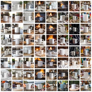80 + Set di mockup di tazze in ceramica bianca, tazza bianca da 11 once, mockup di tazza da caffè semplice, mockup di tazza bianca Boho, tazza da ufficio per la casa in stile di vita, digitale