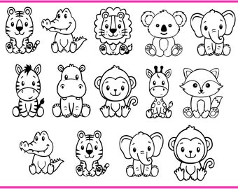 Safari Tiere SVG Bundle, Safari SVG, Dschungeltiere SVG Set, Schule Klassenzimmer Etikett Kinder, Baby Lehrer, Dschungel Zoo_SD