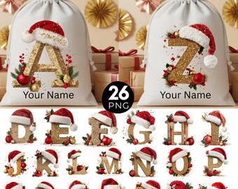 Christmas Bag Alphabet PNG, Letters Clipart, Kids Christmas Bag, Santa  Alphabet PNG, Personalized Name Bag Design, 26 Sublimation PNG