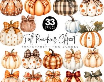 Watercolor Pumpkin Clipart Bundle, Fall Pumpkin PNG, Autumn Harvest Clipart, Thanksgiving Pumpkin, Orange and White Pumpkins, Pumpkin Png